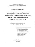 Kiểm soát an ninh tài chính nhằm giảm thiểu rủi ro quốc gia trong tiến trình hội nhập kinh tế của Việt Nam