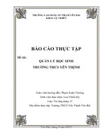 báo cáo thực tập quản lý học sinh trường thcs yên thịnh