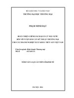 Hoàn thiện chính sách quản lý nhà nước về vượt rào cản kỹ thuật thương mại cho các doanh nghiệp xuất khẩu thủy sản Việt Nam