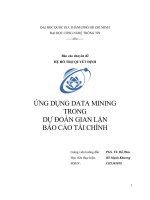 Tiểu luận môn Hệ hỗ trợ quyết định ỨNG DỤNG DATA MINING TRONG DỰ ĐOÁN GIAN LẬN BÁO CÁO TÀI CHÍNH