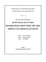 Tiểu luận môn Hệ hỗ trợ quyết định BÀI DỊCH BÁO KHAI THÁC DỮ LIỆU TRONG TÀI CHÍNH NGÂN HÀNG