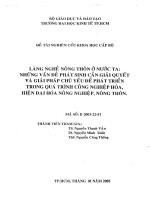 Làng nghề nông thôn ở nước ta  Những vấn đề phát sinh cần giải quyết và giải pháp chủ yếu để phát triển trong quá trình công nghiệp hóa, hiện đại hóa nông nghiệp, nông thôn