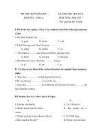 Đề HKII Tiếng Anh 7  - 8