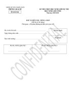 Đề thi chọn HSG tinh lớp 9 vòng 3