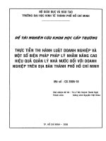 Thực tiễn thi hành Luật doanh nghiệp và một số biện pháp pháp lý nhằm nâng cao hiệu quả quản lý nhà nước đối với doanh nghiệp trên địa bàn thành phố Hồ Chí Minh