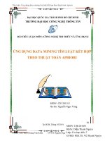 Tiểu luận môn CÔNG NGHỆ TRI THỨC VÀ ỨNG DỤNG Ứng dụng data mining tìm luật kết hợp theo thuật toán Apriori
