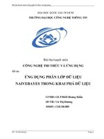 Tiểu luận Công nghệ tri thức và ứng dụng ỨNG DỤNG PHÂN LỚP DỮ LIỆU NAIVEBAYES TRONG KHAI PHÁ DỮ LIỆU