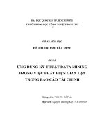 Tiểu luận môn Hệ hỗ trợ quyết định ỨNG DỤNG KỸ THUẬT DATA MINING TRONG VIỆC PHÁT HIỆN GIAN LẬN TRONG BÁO CÁO TÀI CHÍNH