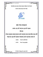 Tiểu luận môn Hệ hỗ trợ quyết định ỨNG DỤNG KINH DỊCH XÂY DỰNG HỆ CHUYÊN GIA HỖ TRỢ RA QUYẾT ĐỊNH TRONG XÂY DỰNG NHÀ Ở
