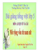 Bài giảng mở rộng vốn từ nam và nữ tiếng việt 5