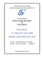 Tiểu luận môn CÔNG NGHỆ TRI THỨC VÀ ỨNG DỤNG lý thuyết tập thô trong khai phá dữ liệu