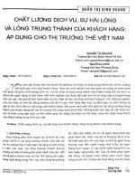 Chất lượng dịch vụ, sự hài lòng và lòng trung thành của khách hàng-áp dụng cho thị trường thẻ Việt Nam