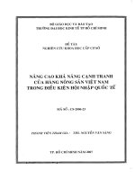 Nâng cao khả năng cạnh tranh của hàng nông sản Việt Nam trong điều kiện hội nhập quốc tế