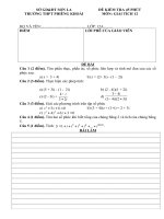 ĐÁP ÁN- BIỂU ĐIỂM KIỂM TRA CHƯƠNG SỐ PHỨC