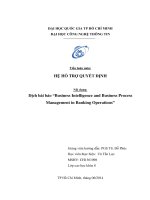 Tiểu luận môn Hệ hỗ trợ quyết định Dịch bài báo Business Intelligence and Business Process Management in Banking Operations