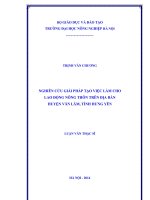 Nghiên cứu giải pháp tạo việc làm cho lao động nông thôn trên địa bàn huyện văn lâm tỉnh hưng yên