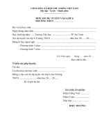 Đơn xin dự tuyển vào lớp 6