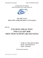 Tiểu luận Công nghệ tri thức và ứng dụng ỨNG DỤNG THUẬT TOÁN TÌM LUẬT KẾT HỢP PHÂN TÍCH CƠ SỞ DỮ LIỆU BÁN HÀNG