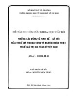 Những tác động về kinh tế-xã hội của thuế giá trị gia tăng và hướng hoàn thiện thuế giá trị gia tăng ở Việt Nam