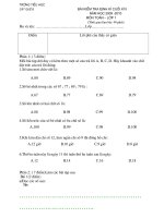 Bài kiểm tra Toán cuối kì II lớp 1