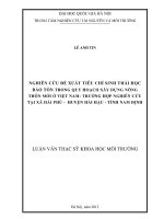 luận văn nghiên cứu đề xuất tiêu chí sinh thái học bảo tồn trong quy hoạch xây dựng nông thôn mới ở việt nam trường hợp nghiên cứu tại xã hải phú huyện hải hậu tình nam định