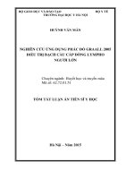 tóm tắt luận án Nghiên cứu ứng dụng phác đồ GRAALL 2005 điều trị bạch cầu cấp dòng lympho người lớn