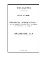 Hoàn thiện công tác Quản lý dự án đầu tư xây dựng hạ tầng giao thông trong khu kinh tế Đông Nam Nghệ An