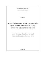 Quản lý vốn vay ưu đãi hỗ trợ hộ nghèo tại Ngân hàng Chính sách Xã hội huyện Yên Khánh, tỉnh Ninh Bình