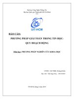 Tiểu luận môn phương pháp nghiên cứu khoa học PHƯƠNG PHÁP GIẢI TOÁN TRONG TIN HỌC QUY HOẠCH ĐỘNG