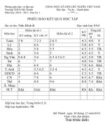 Mẫu phiếu báo kết quả học tập học sinh về gia đình phụ huynh