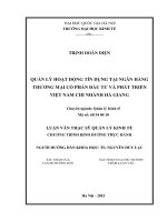 Quản lý hoạt động tín dụng tại ngân hàng thương mại cổ phần Đầu tư và Phát triển Việt Nam chi nhánh Hà Giang