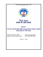 luận văn  kinh tế phát triển Vai trò của Doanh nhân trong tăng trưởng và phát triển kinh tế Việt Nam
