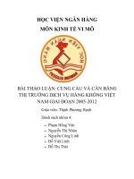 Thảo luận CUNG CẦU VÀ CÂN BẰNG THỊ TRƯỜNG DỊCH VỤ HÀNG KHÔNG VIỆT NAM GIAI ĐOẠN 2005-2012