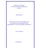 Đánh giá khả năng sản xuất tinh đông lạnh dạng cọng rạ của trâu murrah nuôi tại trạm nghiên cứu và sản xuất tinh đông lạnh moncada
