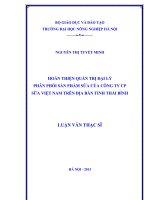 Hoàn thiện quản trị đại lý phân phối sản phẩm sữa của công ty cổ phần sữa việt nam trên địa bàn tỉnh thái bình