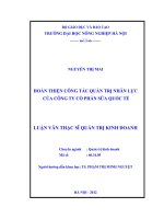 Hoàn thiện công tác quản trị nhân lực của công ty cổ phần sữa quốc tế