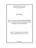 Quản lý thu thuế thu nhập doanh nghiệp của các doanh nghiệp ngoài quốc doanh trên địa bàn tỉnh Ninh Bình