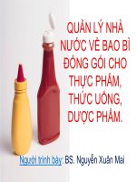 bài giảng quản lý nhà nước về bao bì đóng gói cho thực phẩm, thức uống, dược phẩm