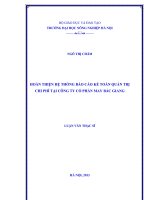 Hoàn thiện hệ thống báo cáo kế toán quản trị chi phí tại công ty cổ phần may bắc giang