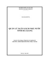 Quản lý ngân sách nhà nước tỉnh Hà Giang