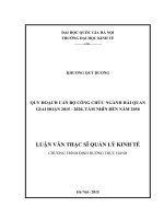 Quy hoạch cán bộ công chức ngành Hải quan giai đoạn 2015 – 2020 tầm nhìn đến năm 2030