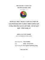 Đánh giá thực trạng và đề xuất một số giải pháp bảo tồn và phát triển giống lợn cỏ địa phương tại xã Liên Hợp - Huyện Quỳ Hợp - Tỉnh Nghệ An