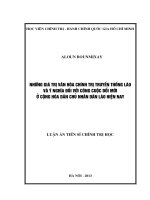 Luận án Tiến sĩ Chính trị học Những giá trị văn hóa chính trị truyền thống Lào và ý nghĩa đối với công cuộc đổi mới ở Cộng hòa Dân chủ Nhân dân Lào hiện nay - Aloun Bounmixay