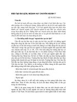 đào tạo du lịch, ngành hay chuyên ngành