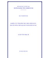 Nghiên cứu tình hình thực hiện chính sách khuyến nông trên địa bàn thành phố hà nội