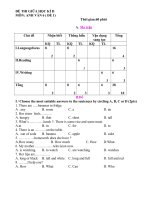 Đề Kiểm tra giữa kỳ II_Tiếng Anh lớp 6_1