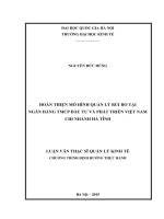 Hoàn thiện mô hình quản lý rủi ro tại ngân hàng TMCP Đầu Tư và phát triển Việt Nam Chi nhánh Hà Tĩnh