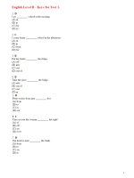 English level B -keys for test 1