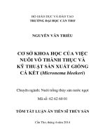 tóm tắt luận án cơ sở khoa học của việc nuôi vỗ thành thục và kỹ thuật sản xuất giống cá kết
