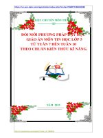 ĐỔI MỚI PHƯƠNG PHÁP DẠY HỌC   GIÁO ÁN MÔN TIN HỌC LỚP 5  TỪ TUẦN 7 ĐẾN TUẦN 10  THEO CHUẨN KIẾN THỨC KĨ NĂNG.